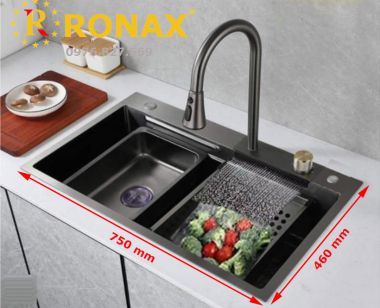 Chậu Rửa Chén 1 Hố Ronax D1-7546N Nano Đen 